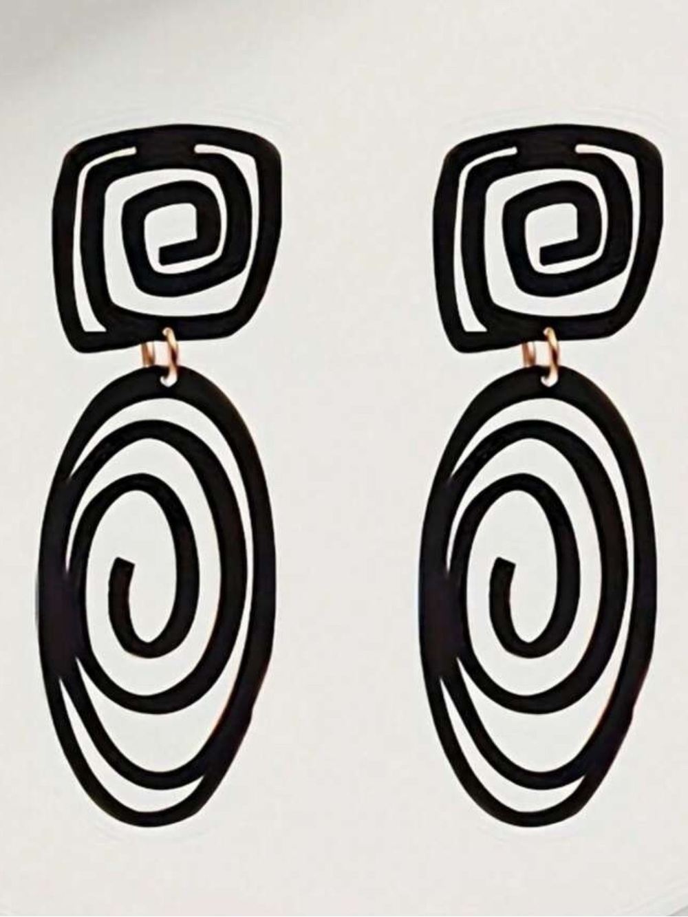 Anthropologie Black Spiral Drop Statement Earrings